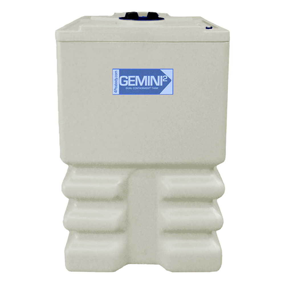 175 Gallon Natural LLDPE Square Gemini² Dual Containment® Tank